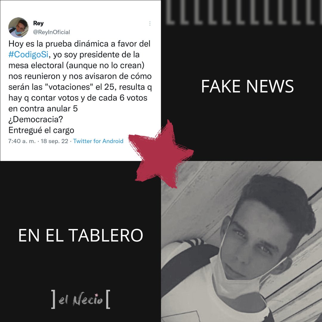 Fake News en el Tablero (desmentido)
👉 Un tweet de un joven cubano exponía hoy un supuesto fraude electoral premeditado en el proceso del #CodigoDeLasFamllias (Consulte el tweet en la imagen). Rápidamente el tweet comenzó a reproducirse y ya alcanza casi 400 RT. (Abro 🧵 1/10)