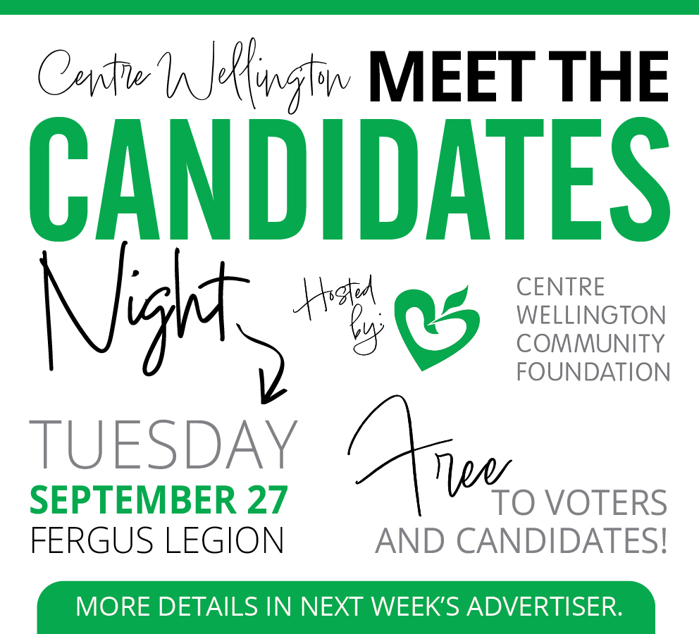 What's important to YOU in the upcoming Municipal election? Take our ONLINE VOTER SURVEY bit.ly/3qPW8Ew &amp; we’ll let your candidates know.

Then make sure to attend “MEET THE CANDIDATES” night on Tuesday, Sept. 27th at the Fergus Legion <a href="/WellyAdvertiser/">WellingtonAdvertiser</a> <a href="/TheGrand101FM/">The Grand 101.1FM</a>