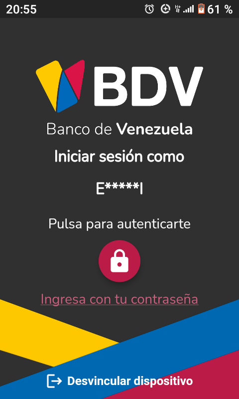 No entra en la aplicación cuando presiono el candado. Me pueden ayudar??? #BDV