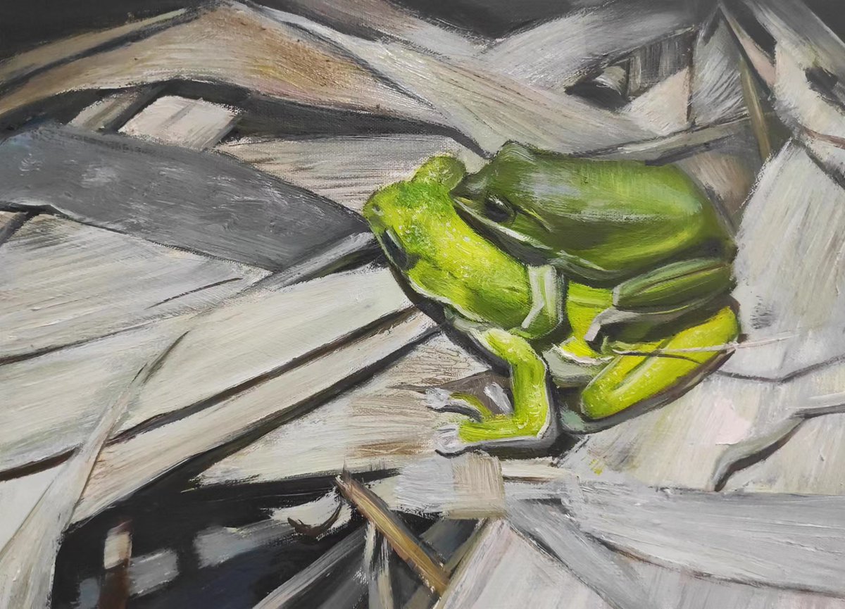 Chao_NFT's tweet image. 罗老师上新油画NFT，空投啦！
《绿蛙母子》发行量：1000
参与要求：
1 粉丝量＞100
2 关注我并转此推文
3 评论区留钱包，即可获赠一份，计划送900份！

注：如果我赞了你，表示钱包已被汇总，12小时内将发送，请耐心等待！

如果你喜欢油画NFT，可添加我微信，加入社群，近距离围观罗老师的油画创作！