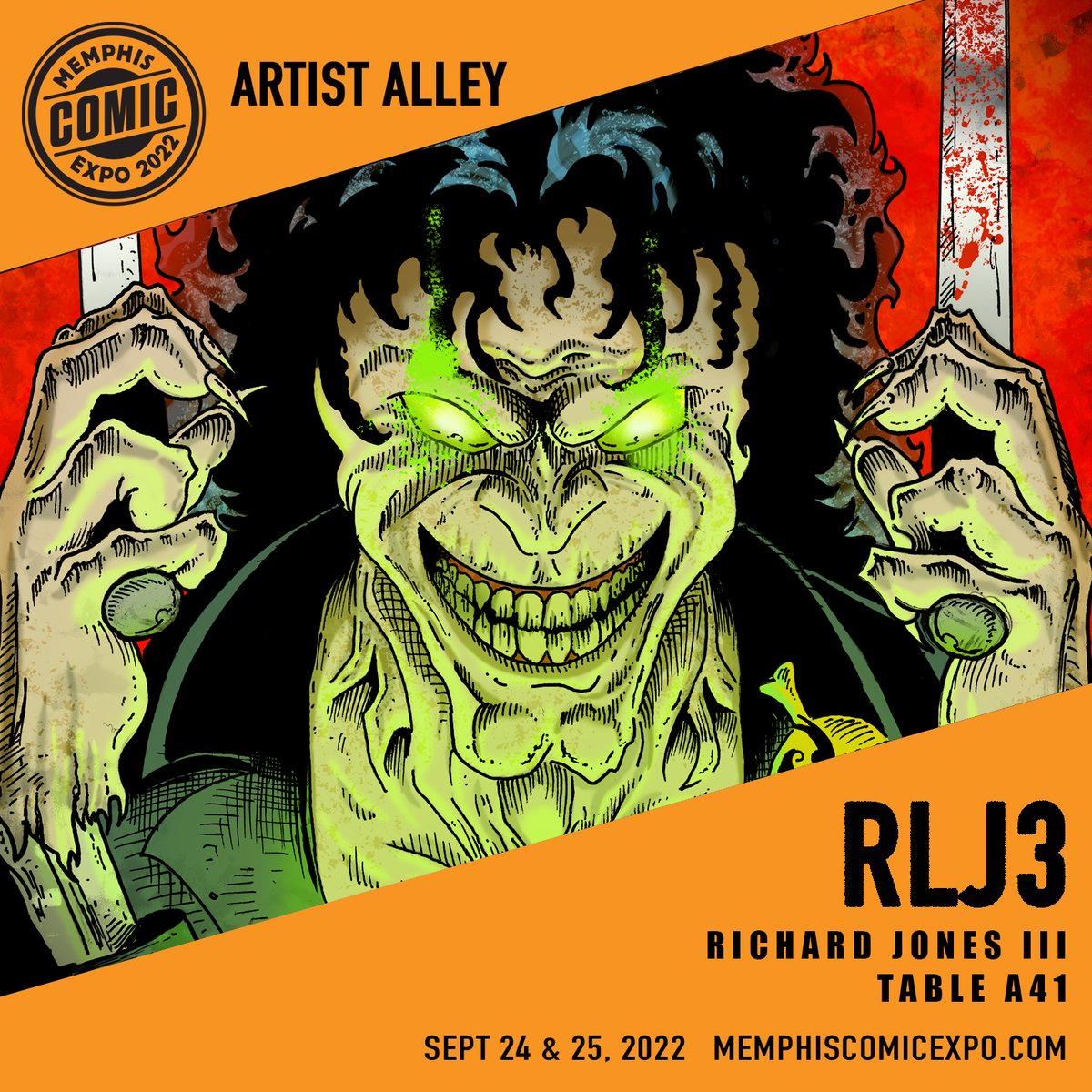 rlj3art's tweet photo. I am extremely humbled and honored just to be able to setup at this show. The amount of amazing artists and writers that will be here blows my mind. @MemphisComicExp  #memphiscomicexpo #memphistennessee #comiccon #comicartist https://t.co/nxwIQovCNg