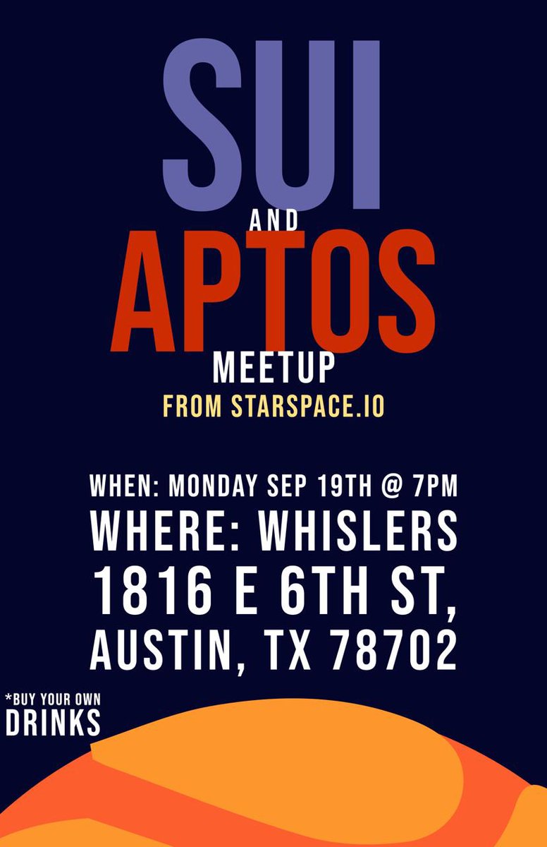 ZeroSolll's tweet photo. Sui &amp; Aptos meetup tomorrow in ATX

Details below: https://t.co/8IIfnKlGPy