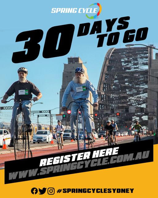 BicycleNSW's tweet photo. Not long to go now! Have you registered yet! Spring Cycle is for EVERY RIDER, EVERY AGE, EVERY ABILITY & EVERY BIKE preference. Don't miss your chance to ride across the Sydney Harbour Bridge car free! Register now at https://t.co/Yh7osQPc9m #springcyclesydney #BicycleNSW https://t.co/hQ1RcPtQp4