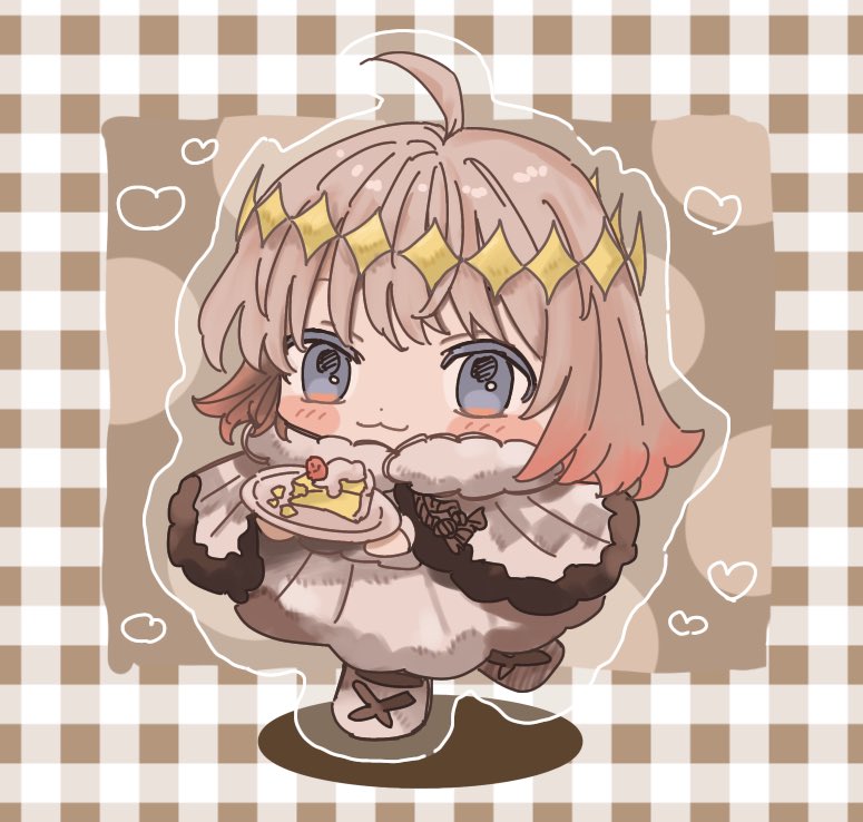 oberon (fate) 1boy male focus food solo chibi crown blue eyes  illustration images