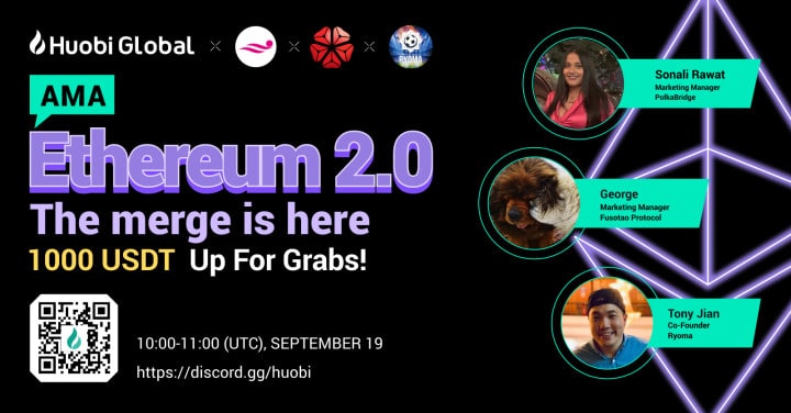 HTX_Global's tweet photo. 🔥#Huobi x @realpolkabridge
x @FusotaoProtocol x @RyomaCrypto AMA!

🎁1,000 $USDT Up For Grabs! 

⏰10:00 - 11:00 (UTC) , Sept 19

Join Now👉🏻 https://t.co/I9RALjbxah https://t.co/Khm9r1hGQy