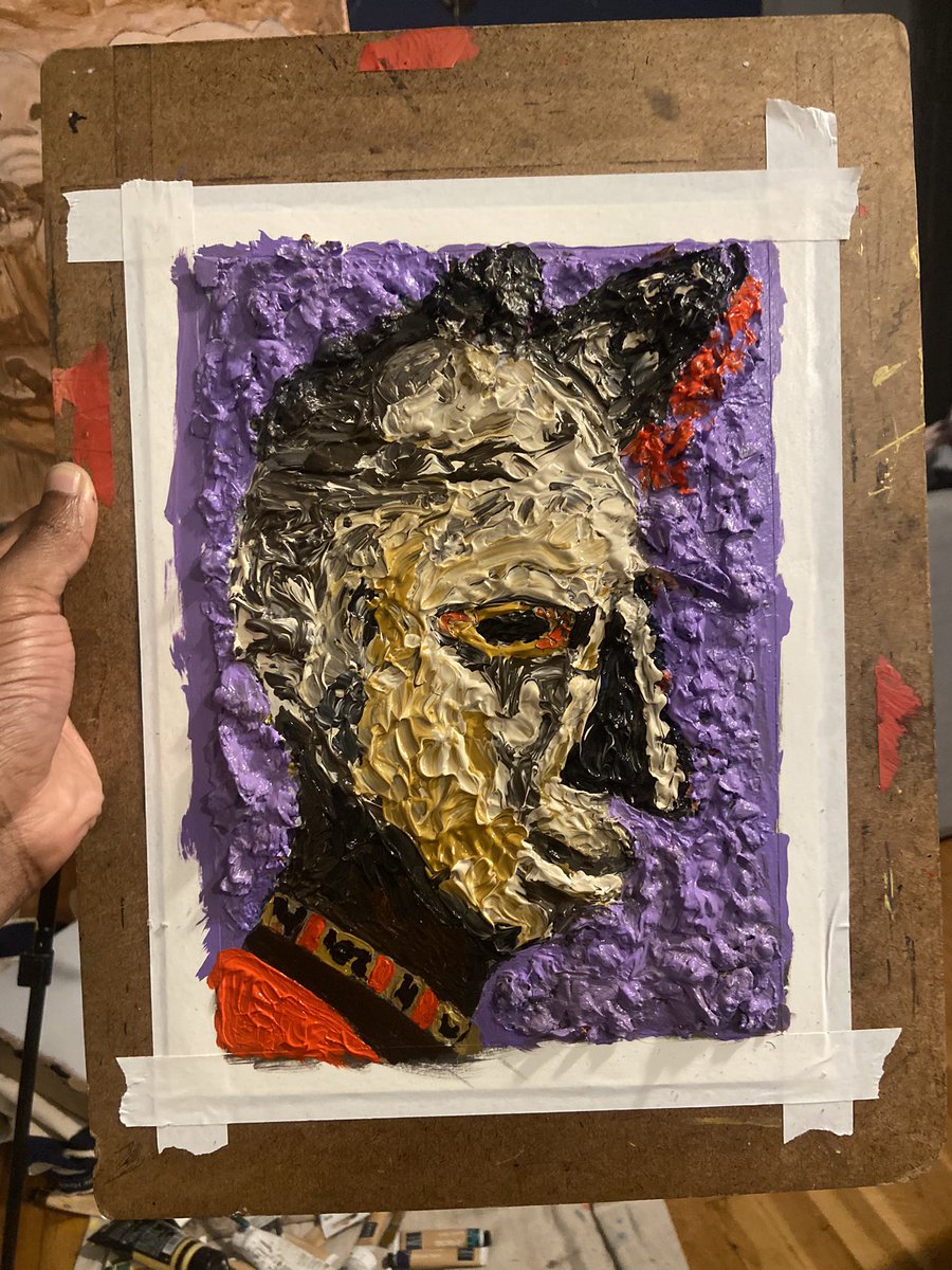 kwam3_'s tweet photo. Went from a charcoal drawing to this. Once it fully dries I’ll put some more touches on it. https://t.co/Z8cOKkon4Z