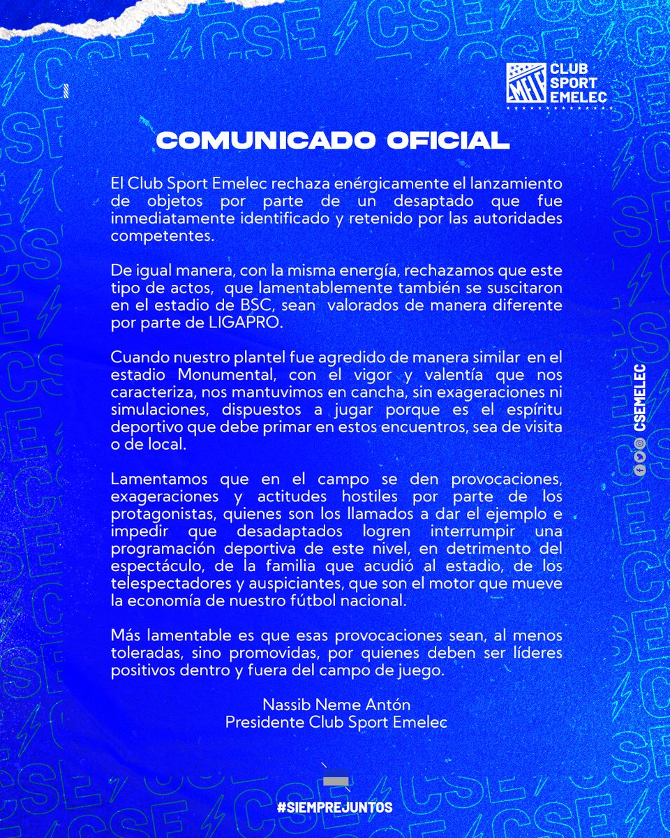 CSEmelec's tweet photo. Comunicado Oficial https://t.co/aVJ3vDkm6v