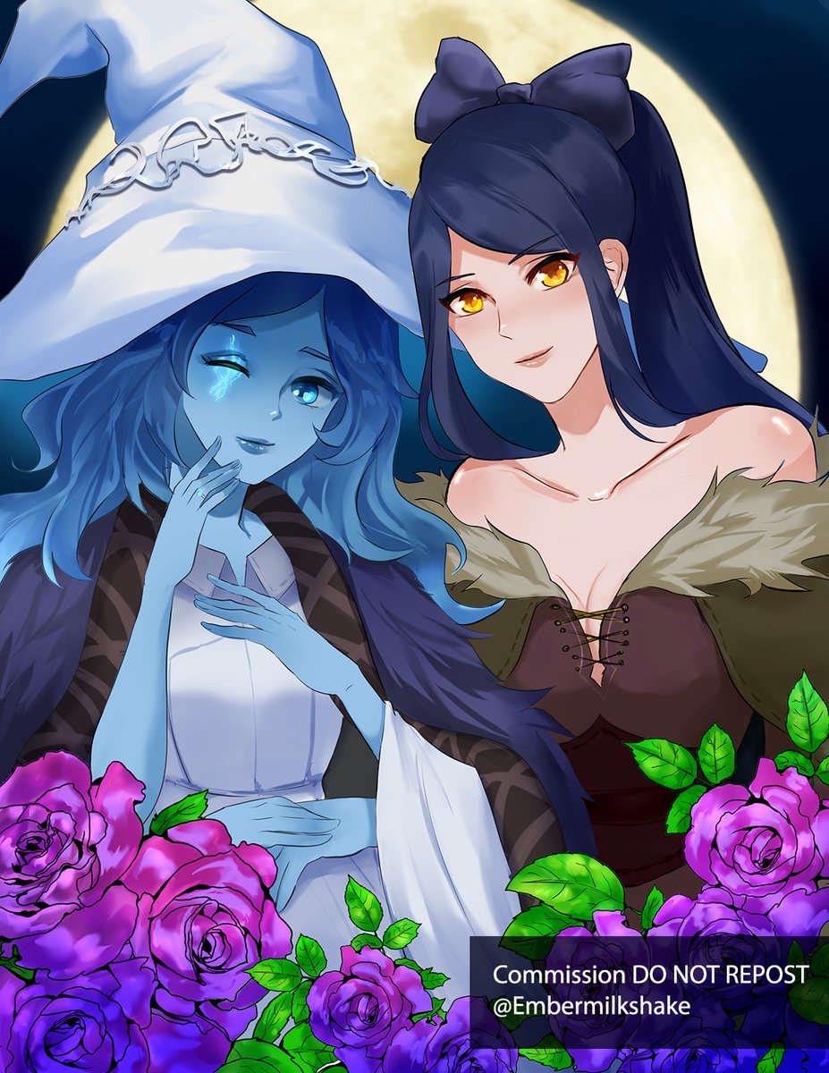 embermilkshake's tweet photo. Commission for @ChaosReacon of their OC Joushi and Ranni from Elden Rings! 🌹✨ https://t.co/1L7tv1V8ZI