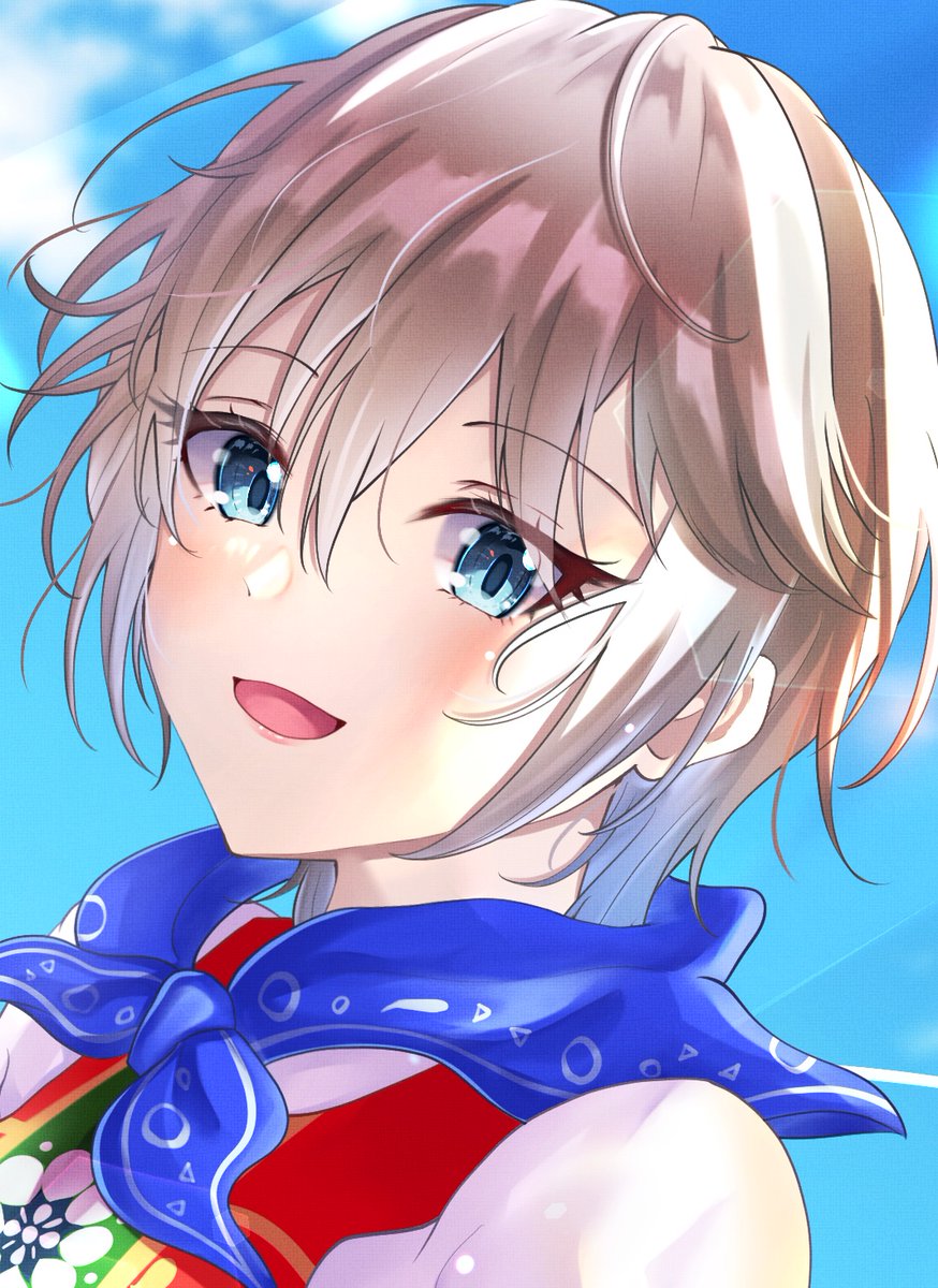 anastasia (idolmaster) 1girl solo blue eyes smile short hair open mouth grey hair  illustration images