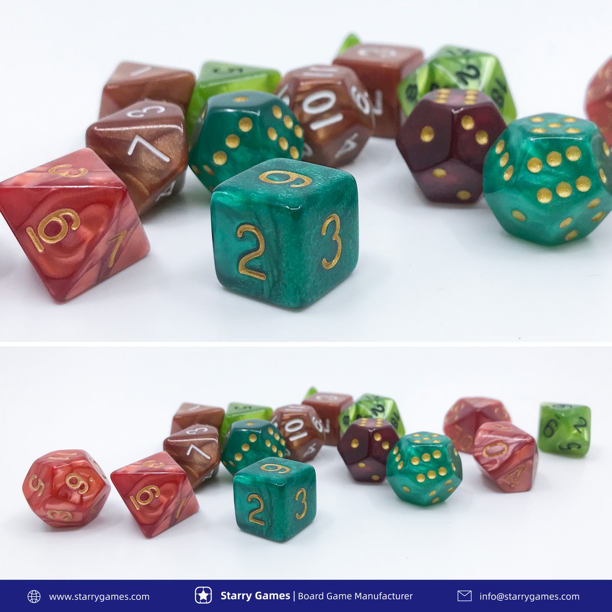 StarryGM's tweet photo. We love polyhedral dice and we make custom dice for games.
#diceydungeons #boardgame #starrygames #dnd #SPIEL22 https://t.co/YSk6n5rD76