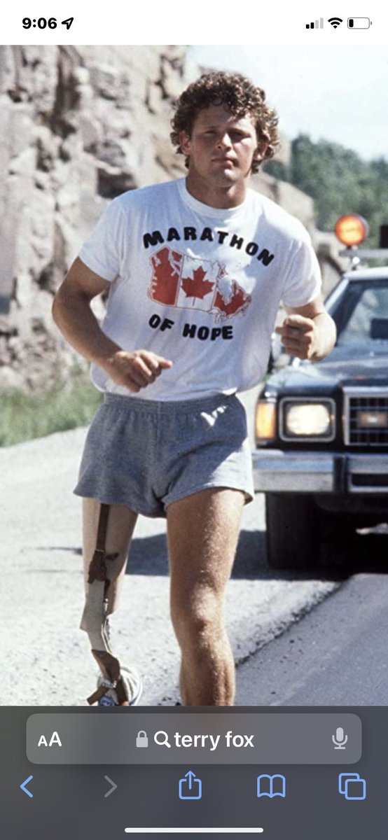 Greatest Canadian ever. Greatest athlete the world has ever seen. Ran a marathon a day for 143 days on one leg. He has raised billions for cancer research since his death at 23 years old. RIP. You are the greatest Canadian