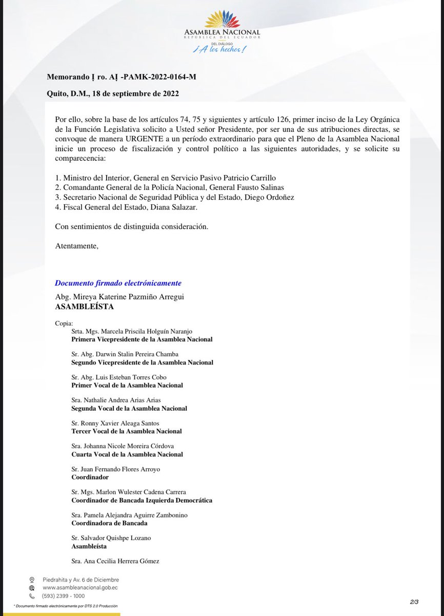mireyapazminoa's tweet photo. 🔴Solicité a @VSaquicelaE termine el receso legislativo y convoque para iniciar un control político del caso #MariaBelenBernal. 
Un Gobierno que perpetúa la violencia es un Gobierno fallido. Su inoperancia destruyó la institucionalidad con autoridades negligentes. https://t.co/OO8gG0wweE