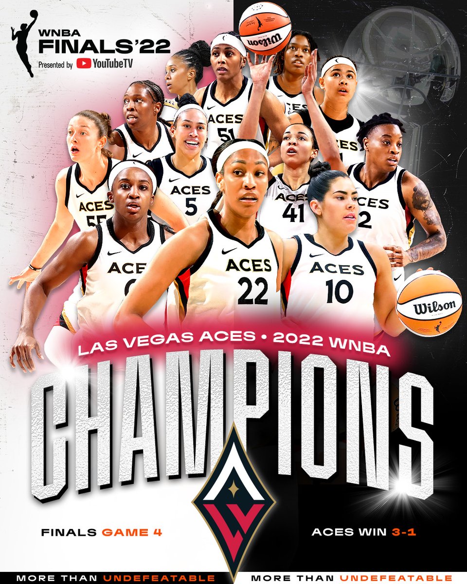 🏆 CHAMPIONS 🏆 For the first time in franchise history, the @LVAces are #WNBA Champs, defeating the Connecticut Sun 3-1 in the #WNBAFinals presented by @YouTubeTV to take the title ‼️ #MoreThan