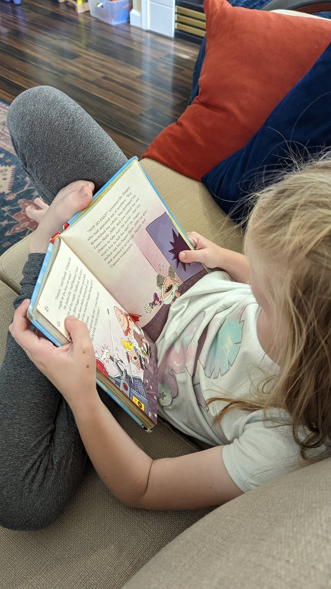 As I sit here watching my 7 year old read Captain Underpants I would once again like to beg the YA lit world to help us TLs out by writing funny books. PLEASE. We need a bridge from this to YA lit.