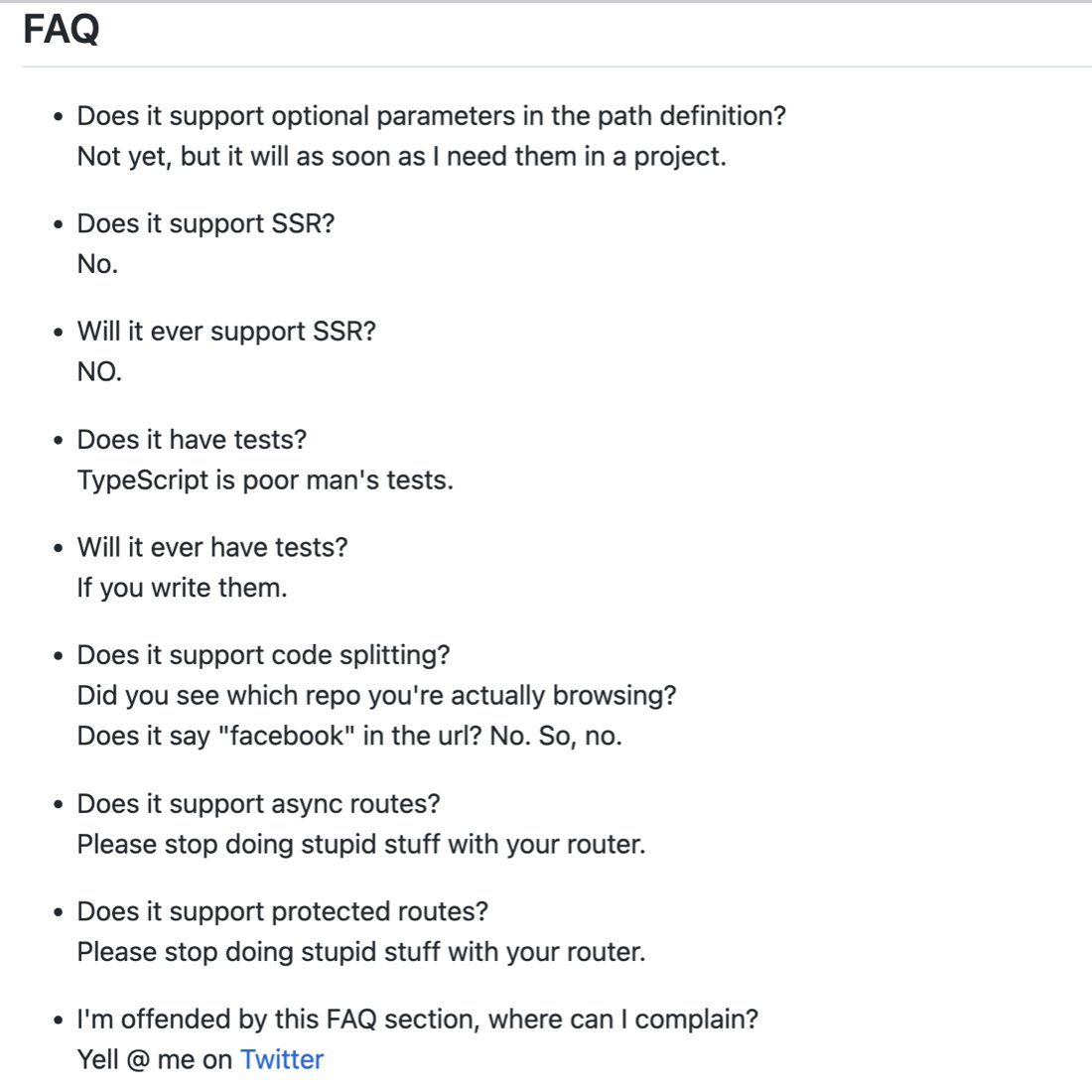 thekitze's tweet photo. this is still one of the best FAQ sections on github
https://t.co/u0vtiS1xka https://t.co/OBQYVOpyoH