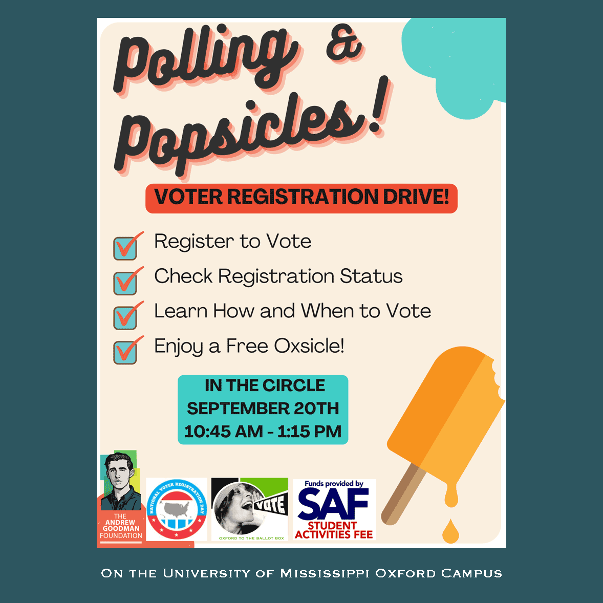 AmericanVision5's tweet photo. This Tuesday National Voter Registration Day in Oxford! @AndrewGoodmanF https://t.co/WvfomZu9ZB