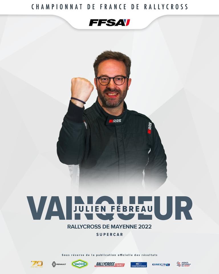 Julien_FEBREAU's tweet image. 🏆💥ALERTE VICTOIRE💥🏆

IMMENSE joie de remporter l'épreuve de #Mayenne en Championnat de France de #Rallycross Supercar !! 🏆🍾

Heureux pour toute mon Team @DARacingRX et pour toutes celles et ceux qui me soutiennent dans mes aventures derrière le volant !! 🙏🙏