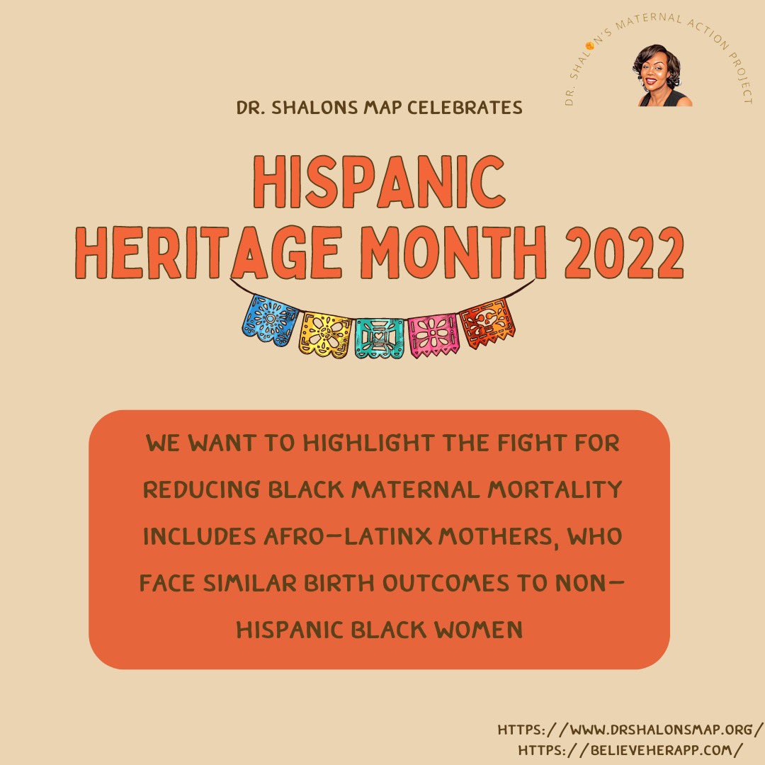Join Dr. Shalon’s MAP in celebrating Hispanic Heritage Month as we recognize maternal health issues faced by Afro-Latinx mothers.

#maternalhealthequity4all
#shalonslegacy
#takethevow
#4shalon
#blackmaternalhealth
#blackmaternalmortality