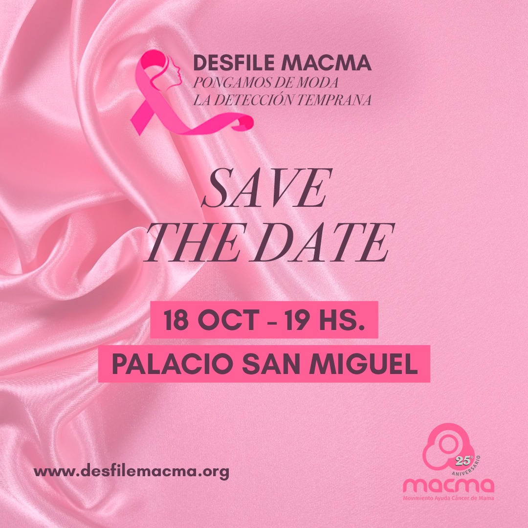 Ya podes comprar tu entrada! 18/10 a la 19hs en el Palacio San Miguel. 
Los fondos recaudados en el Desfile MACMA nos ayudarán a continuar con nuestra misión de acompañar a muchas más mujeres que están transitando un cáncer de mama.
DESFILEMACMA.ORG
RT 🙏
