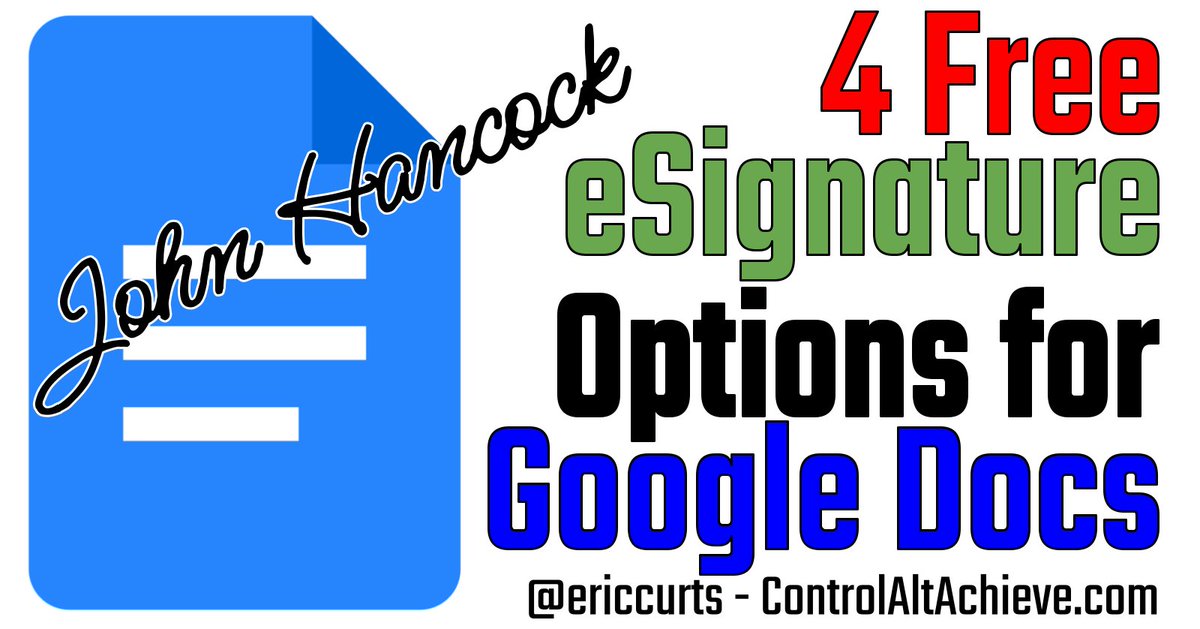 4 Free eSignature Options for Google Docs - controlaltachieve.com/2022/09/4-free…

✍️ Handwriting fonts
📷 Inserting a signature image
✒️ Embedded Google Drawing
⚙️ "Simple Signature" add-on

#ControlAltAchieve #edtech #GoogleEDU #GoogleDocs
#EduTwitter #TLAP #ETCoaches <a href="/GoogleForEdu/">Google for Education</a>