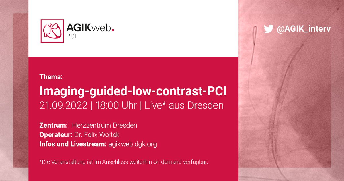 KardiologieHH's tweet photo. 2️⃣#MyWeekInCardiology #MWIC

🚨@Agikinterv #WebPCI
➡️#ImagingFirst #LowContrast #PCI
🥼Operator: Felix Woitek
🗓Wednesday, 21.09.22, 18:00 (till finished)
🔗:https://t.co/Z8q72pGVwX

Panel: Sylvia Otto, @MoritzSeiffert and @m_leistner (🟰#PrecisionPCI #WebEducator) https://t.co/1J9kH6jeTX
