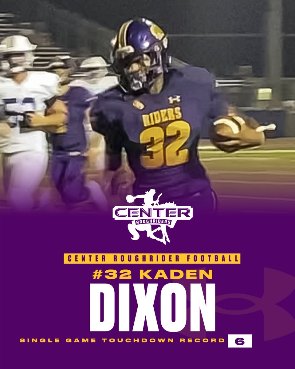 Kaden Dixon set the new record for Single Game Rushing Touchdowns :

6 - Kaden Dixon, 2022 vs Daingerfield
5 - Keamodre Horace, 2020, vs. Gladewater
5 - Keamodre Horace, 2020, vs. Tatum
4 - Keamodre Horace, 2019, vs. Brownsboro
4 - K.J. Garrett, 2012, vs. Tatum

#PurpleUp