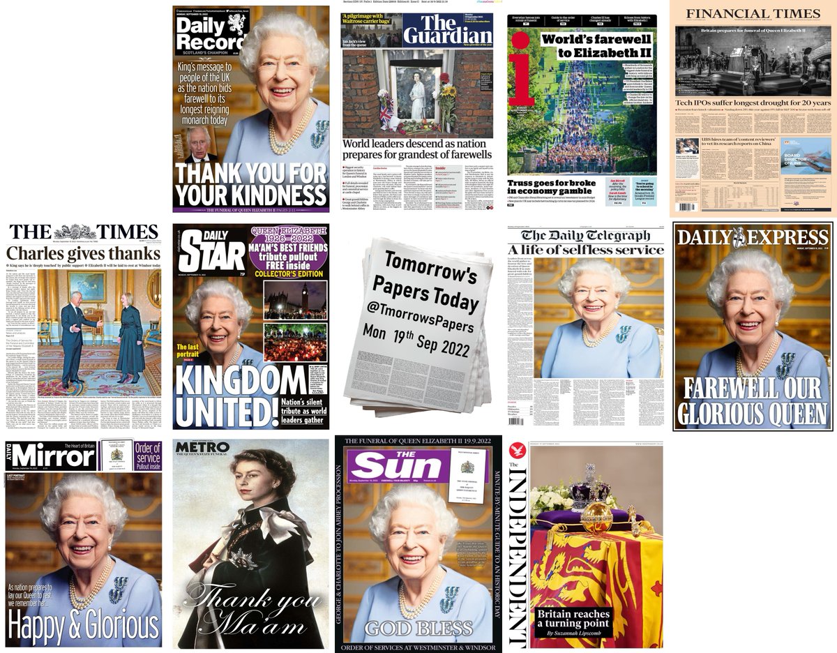 TmorrowsPapers's tweet photo. Summary of Monday's front pages (19/09/2022) #TomorrowsPapersToday #FrontPages #MondaysPapers #Headlines https://t.co/KlMBetMIdm