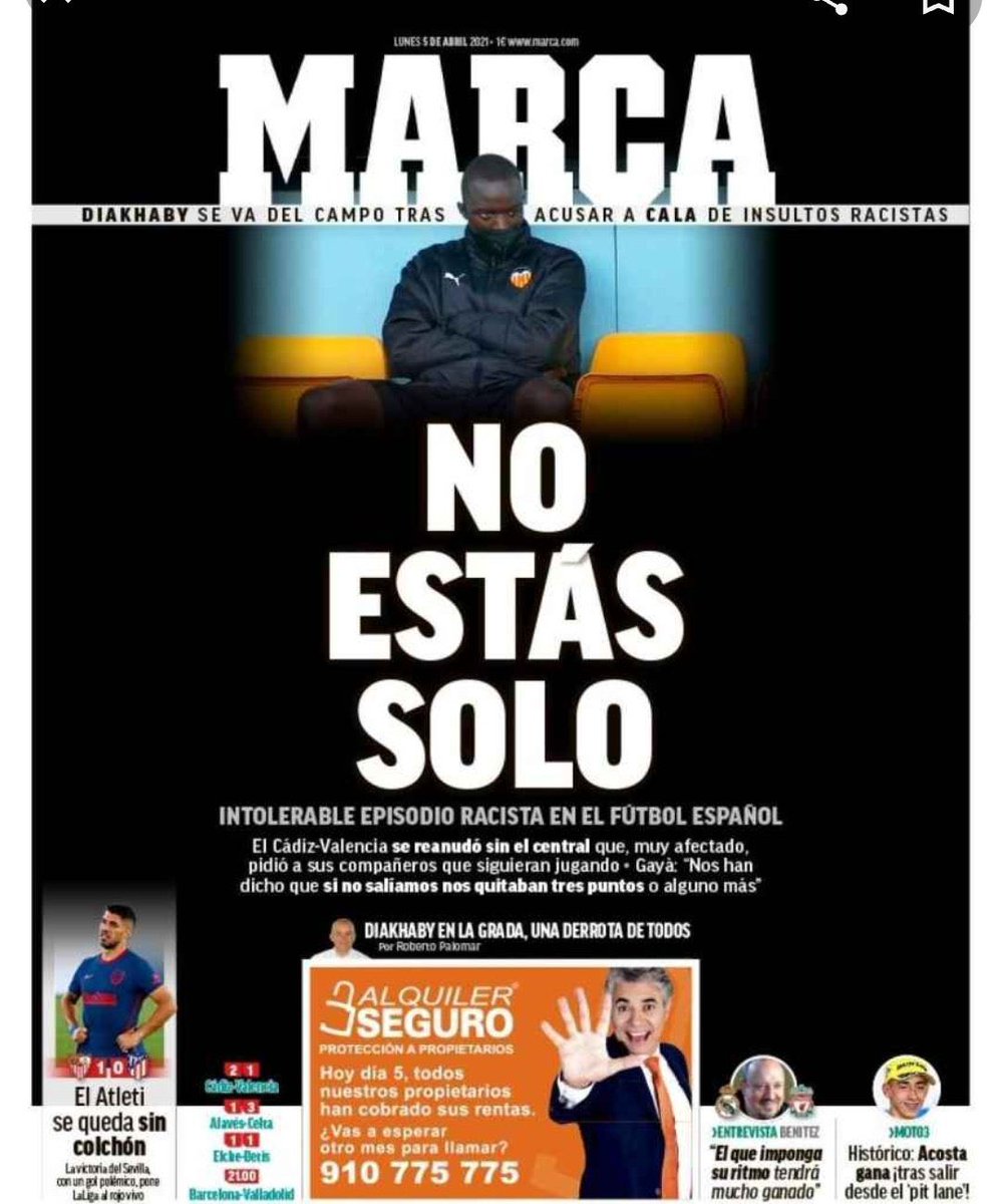 MiguelSerranoTV's tweet photo. ¿Hará una portada como ésta mañana Marca en solidaridad con #ViniJr … después de que le hayan insultado de forma racista no una (como aquella vez y nunca se demostró), sino miles de personas y varias veces dentro y fuera del estadio del Atleti? 🤔🤔🤔🤔 https://t.co/uKvcNPyxSt