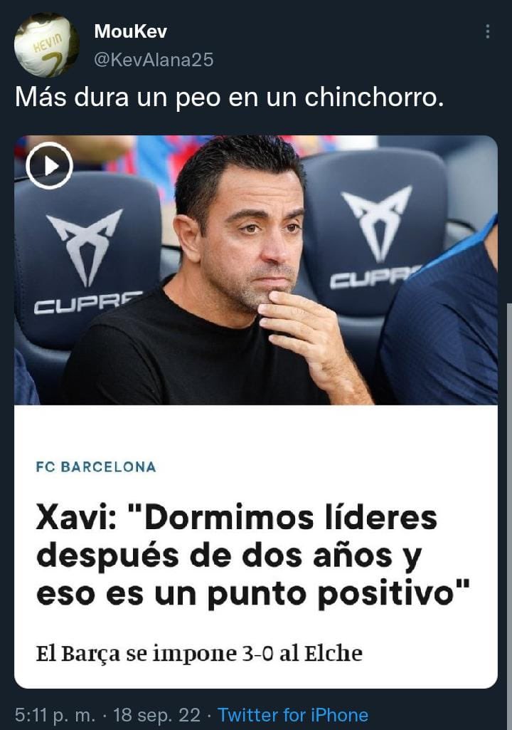 AzaadRM's tweet photo. @CuentaMister Porfavor deja de llorar que el liderato les está durando menos que lo que logró el Bayern en hacerle 2 goles https://t.co/qWmKHebDDK