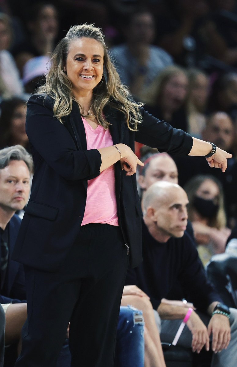BleacherReport's tweet photo. In her first year as a WNBA coach, Becky Hammon:

-Led the Aces to the franchise’s first title
-The first WNBA player to win a title as head coach
-Won Coach of the Year

Tough. 😤 @HighlightHER https://t.co/XFxMMMMQNc