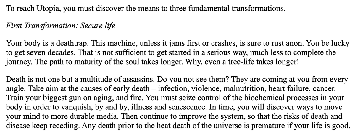 As Nick Bostrom puts it in “Letter from Utopia”:

“Any death prior to the heat death of the universe is premature if your life is good.”

nickbostrom.com/utopia.html