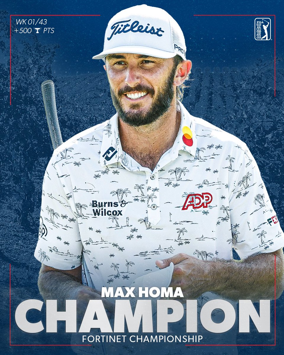 PGATOUR's tweet photo. The champ defends his title! 🏆🏆  

@MaxHoma23 again wins the season opener @FortinetChamp. https://t.co/YwfdAvpmsa
