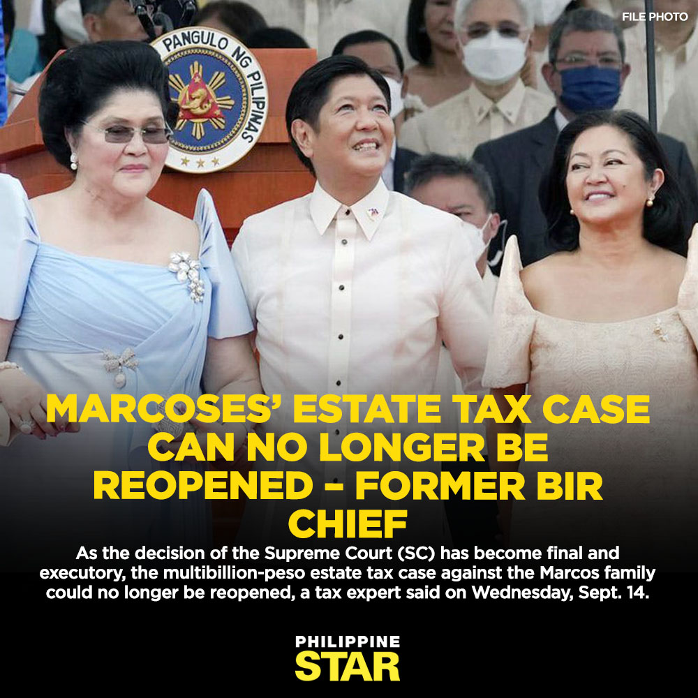 PhilippineStar's tweet photo. Former Bureau of Internal Revenue commissioner Kim Henares said the BIR may file a tax evasion case against the Marcoses in relation to the estate tax case if the Chief Executive wants the issue tackled anew. This will be a new case. https://t.co/5ct9RSWWqy https://t.co/0IcIwkK0Mh
