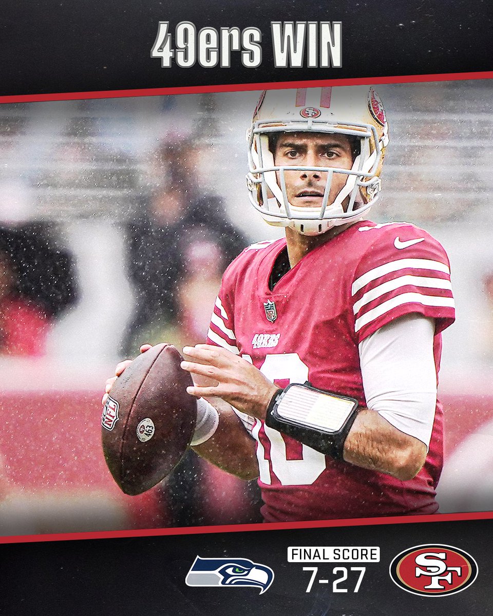 SNFonNBC's tweet photo. Jimmy Garoppolo steps in to give the 49ers the win!

#FTTB | #NFL https://t.co/qgUjFy7Pi6