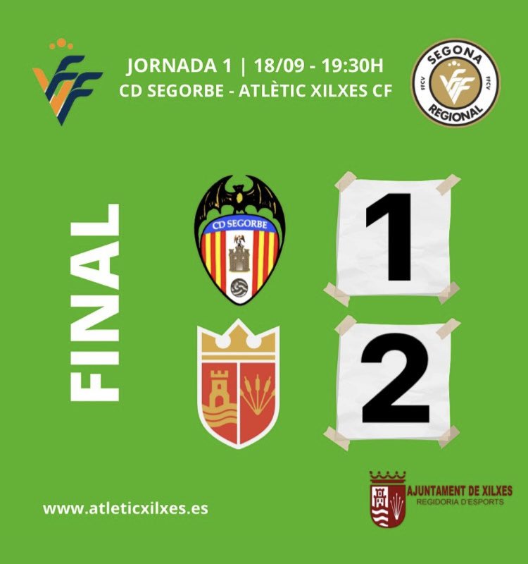 ATXilxesCF's tweet photo. ⏰ 90’ | 1-2 | FINAAAAAAAAAL EN EL SISTERRE💪🏼💪🏼💪🏼💚💚💚!!!
#somverdets💚💪 #ATXilxesCF #tornarem https://t.co/Ct58qCBYjJ