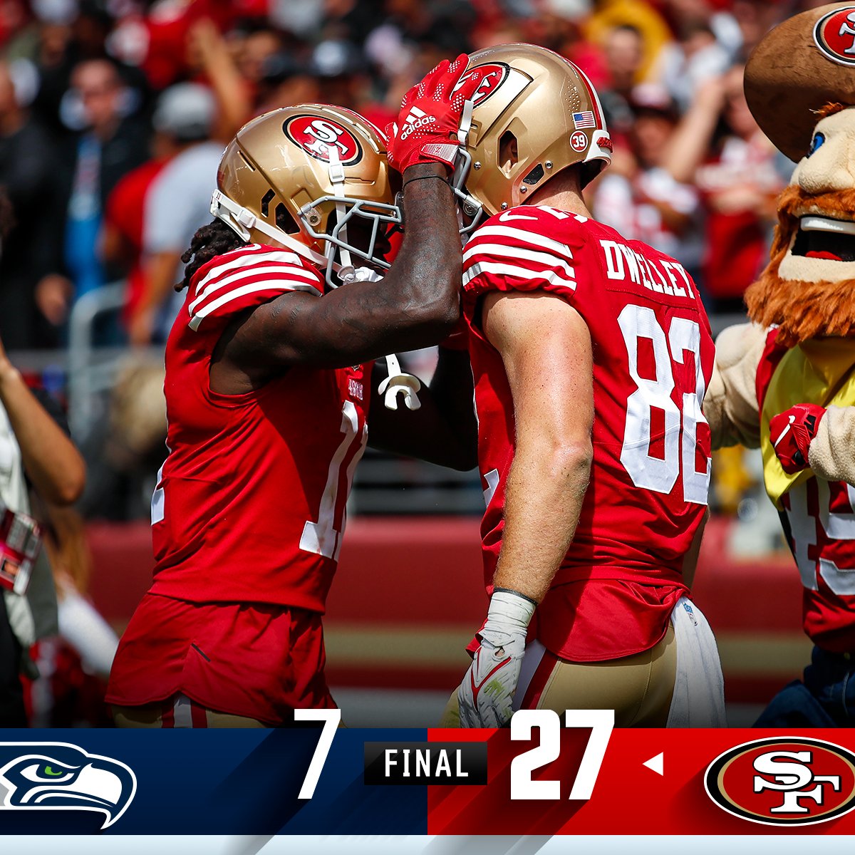 NFL's tweet photo. FINAL: Jimmy G leads the @49ers to a Week 2 win! #FTTB #SEAvsSF https://t.co/KRawFmEyzS
