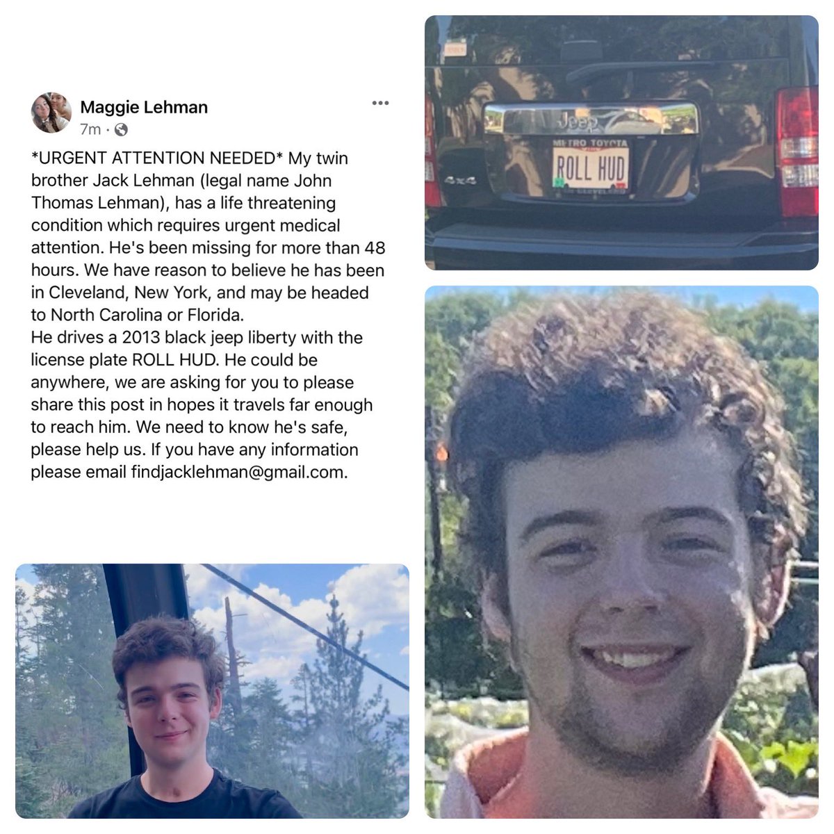 caty_johnston's tweet photo. My boyfriend is missing and we are extremely worried about his health and safety. Retweet and share with friends and family. He could be anywhere. https://t.co/HRGnp5ff9O