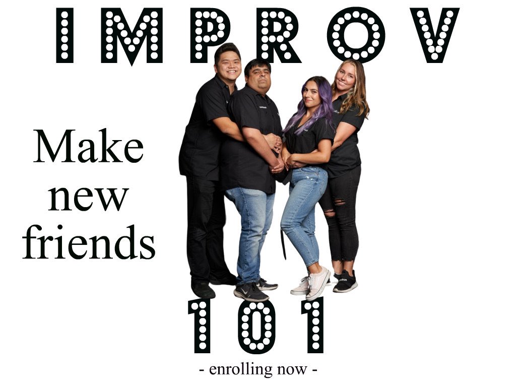 Our next Improv 101 class starts this Saturday. Spots still available! Sign up today on our website. #improv #improvisation #comedy #humor #orangecounty #tustin #irvine #oldtowntustin #anaheim