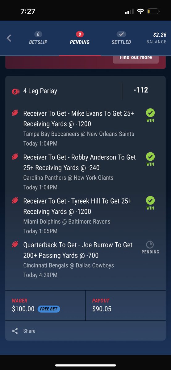 bgal2732's tweet photo. First time sports betting, and joe burrow only got 199 yards. I’m sick https://t.co/wxe0ZJQ95p