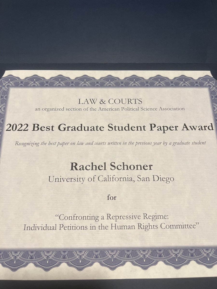 Excited to bring my first award home from #APSA2022. I had the best time getting great feedback, catching up with old friends, and meeting new ones! Thanks, Montreal! Until March…