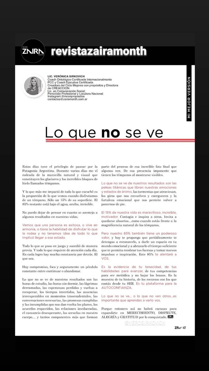 Una nueva columna para Revista Zaira Month.