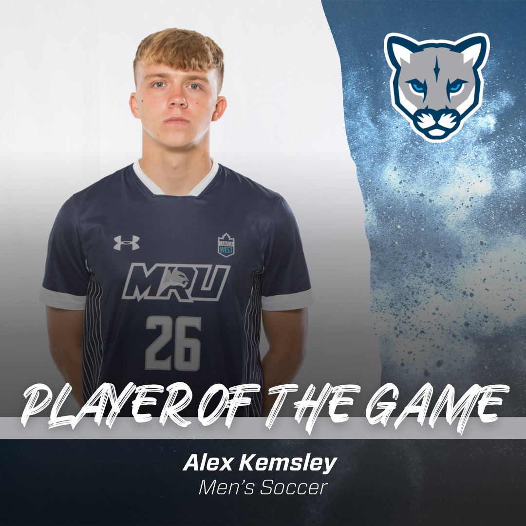 MRUCougars's tweet photo. Alex Kemsley is your @mrumsoc player of the game today! Congratulations Alex! 

“Thought the lads played very well. It was tough coming off of a good win yesterday but these boys are special and we are buzzing with this win.” 

#WeAreTheCougars https://t.co/24OUazn8xx