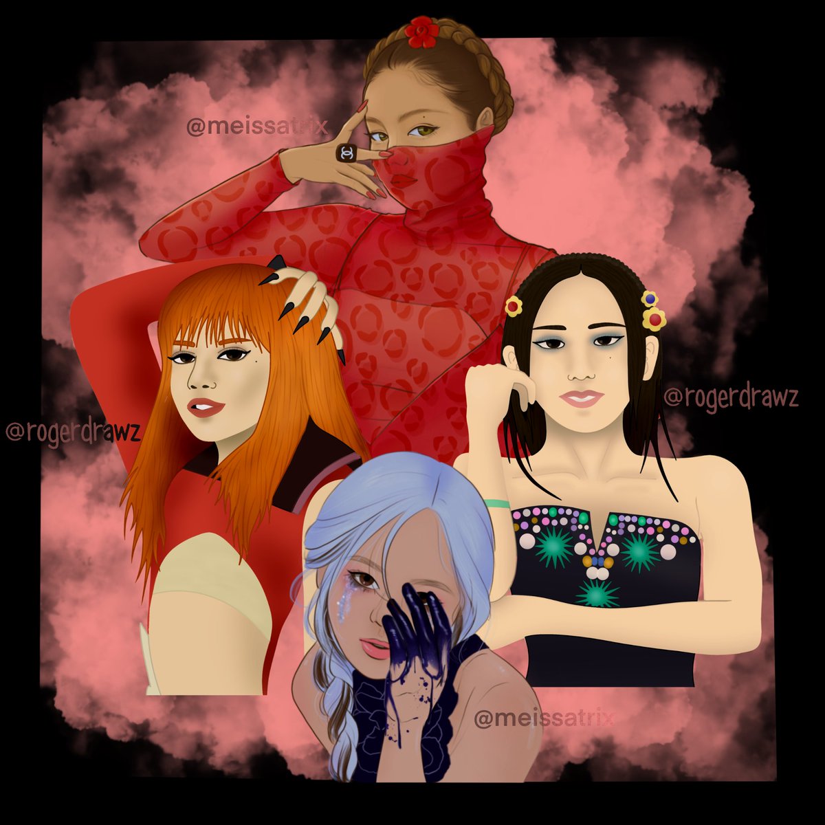 meissatrix's tweet photo. Blackpink PinkVenom collab with @rogerdrawz 💕🖤  #BORNPINK https://t.co/yhEBGGwF9m