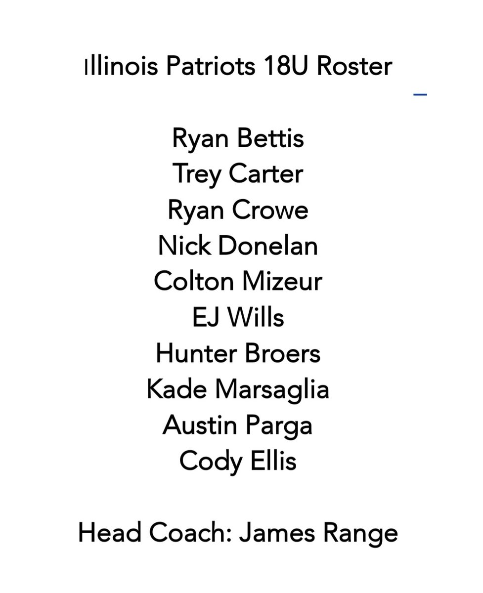 austinparga's tweet photo. Excited to be playing with the Patriots again. Grateful to get an opportunity to play on the 18U team as well. 
Working hard getting ready for another fun year of baseball. https://t.co/8muVjUjlDP