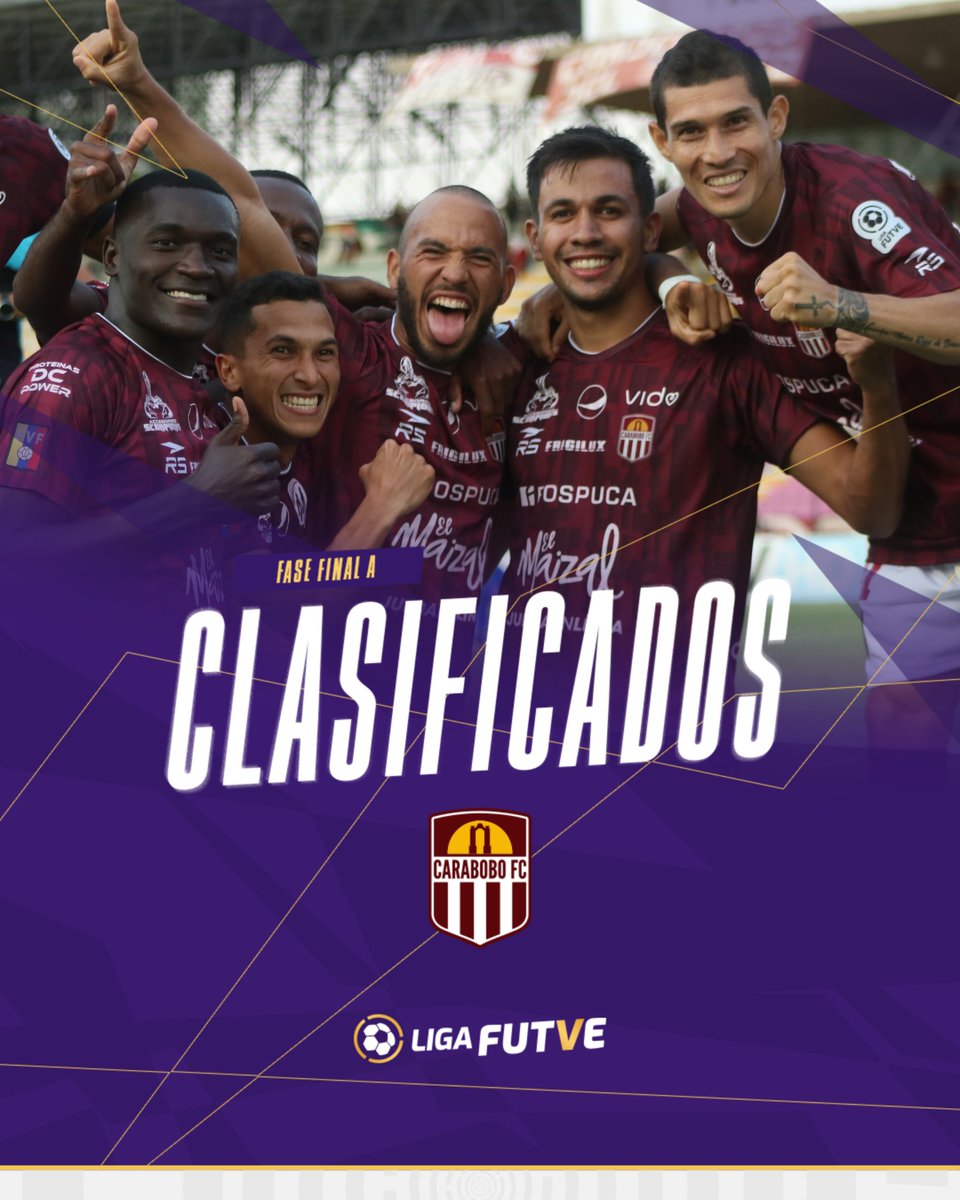 LigaFUTVE's tweet photo. 🇱🇻 • @Carabobo_FC se convirtió en el cuarto equipo clasificado a la Fase Final A de la #Temporada2022

🤯 • El granate cumplió sus deberes en casa al golear 4-0 a UCV y así aseguró su presencia en la Conmebol Libertadores 2023

👏🏼 • ¡Felicidades, granates!

#VenezuelaEsFUTVE https://t.co/dvS72u4B0F