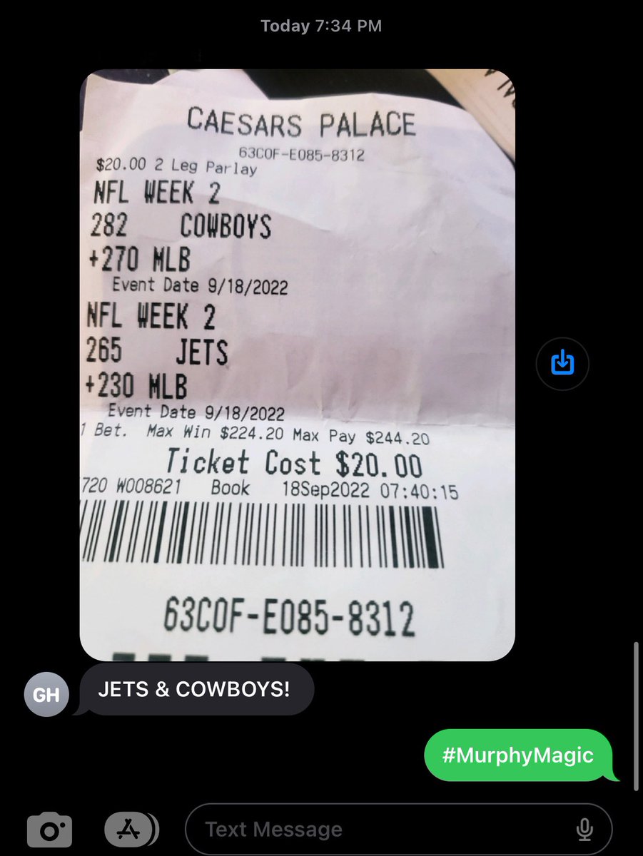 TylerIvens's tweet photo. After Murphy passed away, @kelsadilla_1โs parents sent me this card. (Read it for the first time earlier this week)
โTake this & do something special in his memory.โ
So, I sent my friend to Vegas with that cash and told him to bet on mine and @briancriceโs team. #MurphyMagic https://t.co/rfzPHvnC0X