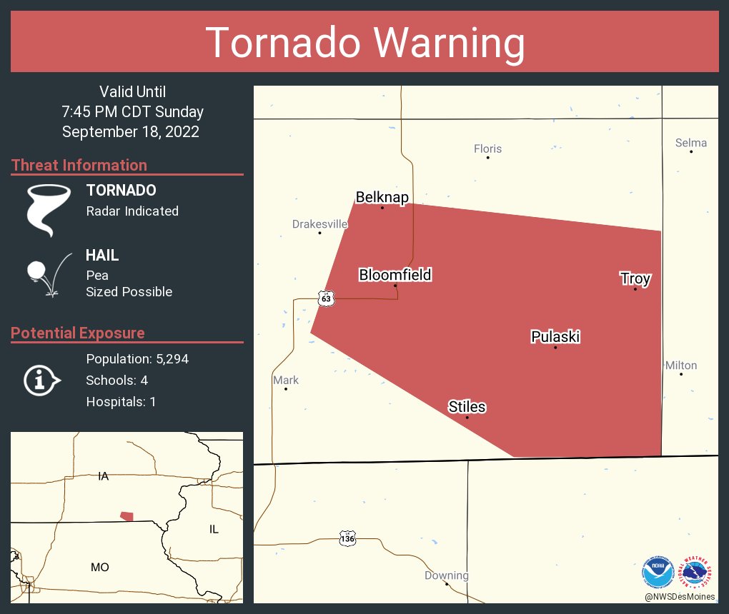 NWS Tornado on Twitter "Tornado Warning including Bloomfield IA