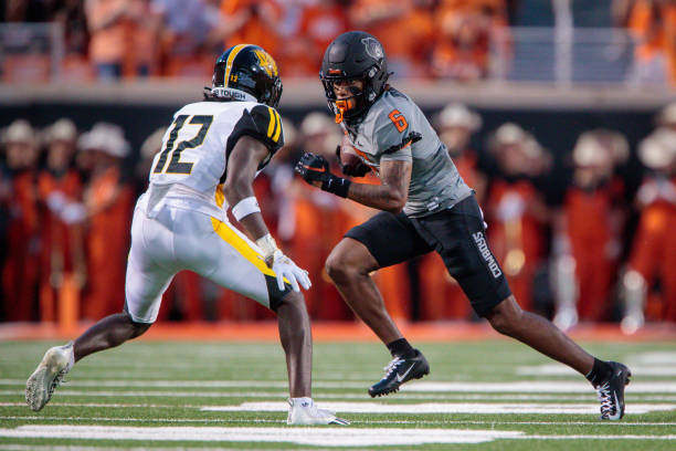 University Arkansas Pine Bluff DB Nathan Seward in action against Oklahoma State * Transfer from University Minnesota