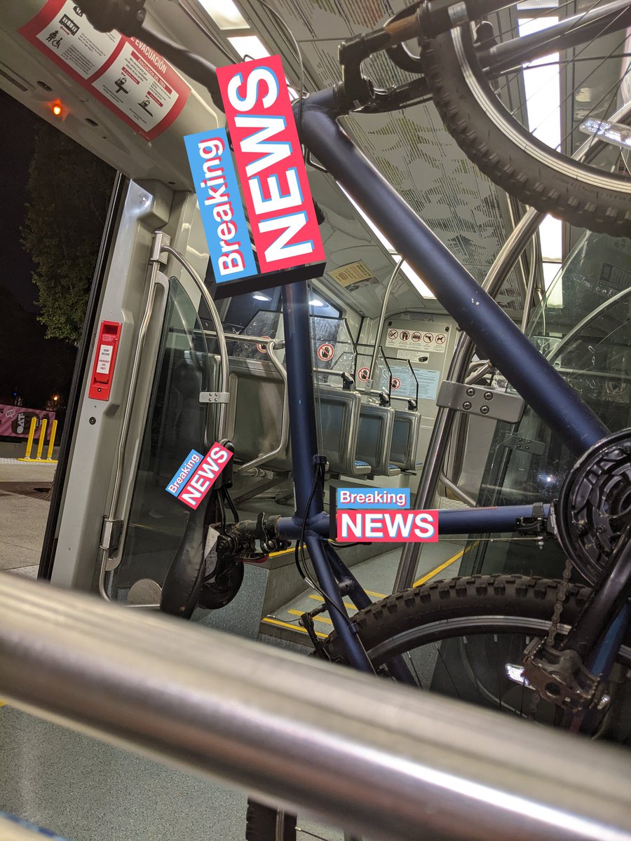 FPlurry's tweet photo. @CATSRideTransit someone left their bike on this northbound train. I found it here when I got on at 7:57(ish)pm tonight at UNC main. https://t.co/dxxutJ8NMy