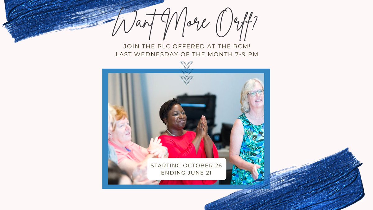 Are you looking to learn more about Orff? Interesting in a monthly meeting of your colleagues? Join the PLC today!

To learn more or register go to bit.ly/OrffPLC

Hope to see you there!